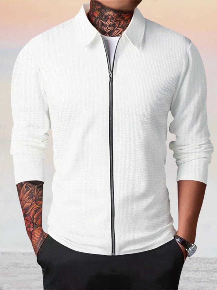 Casual Breathable Waffle Jacket Jackets coofandy White S 