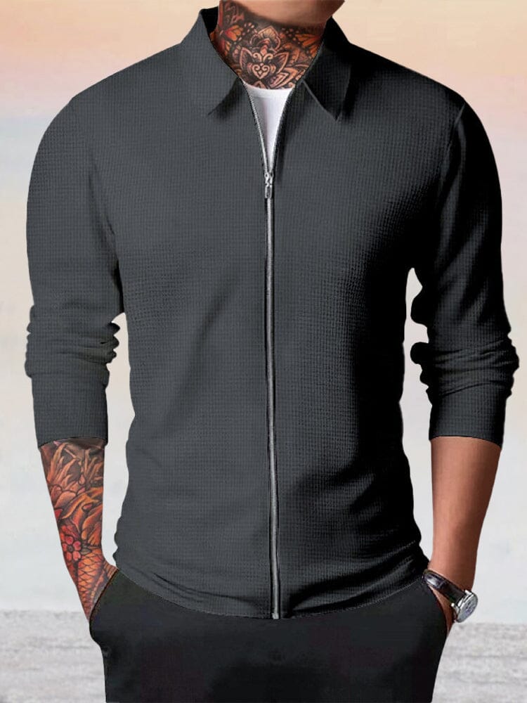 Casual Breathable Waffle Jacket Jackets coofandy Black S 