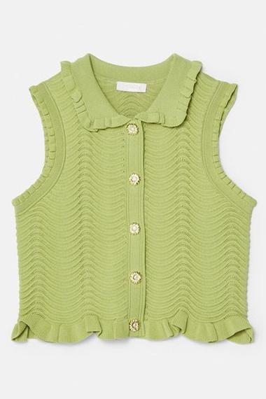 Completo Knit Testurizzato con Dettagli a Volant