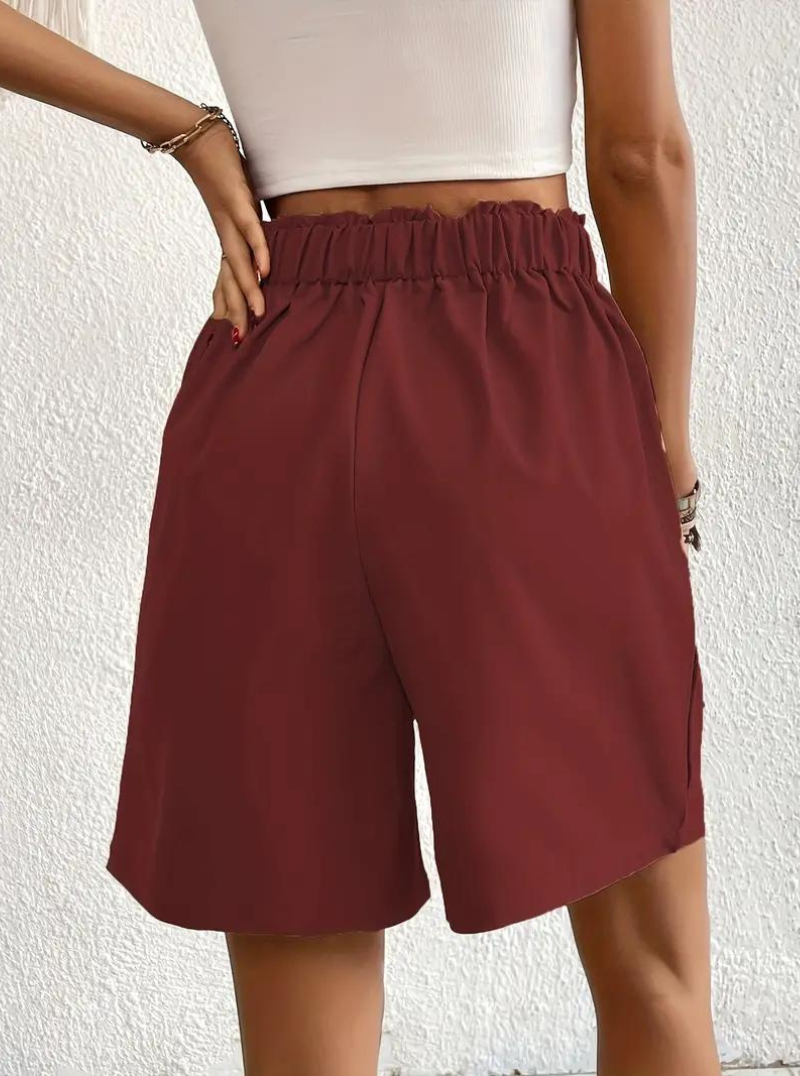 Donna Shorts Vita Alta Pieghe Frontali Tasche Funzionali-82558-f3208b69-f2e8-4656-a01b-409a577b9575
