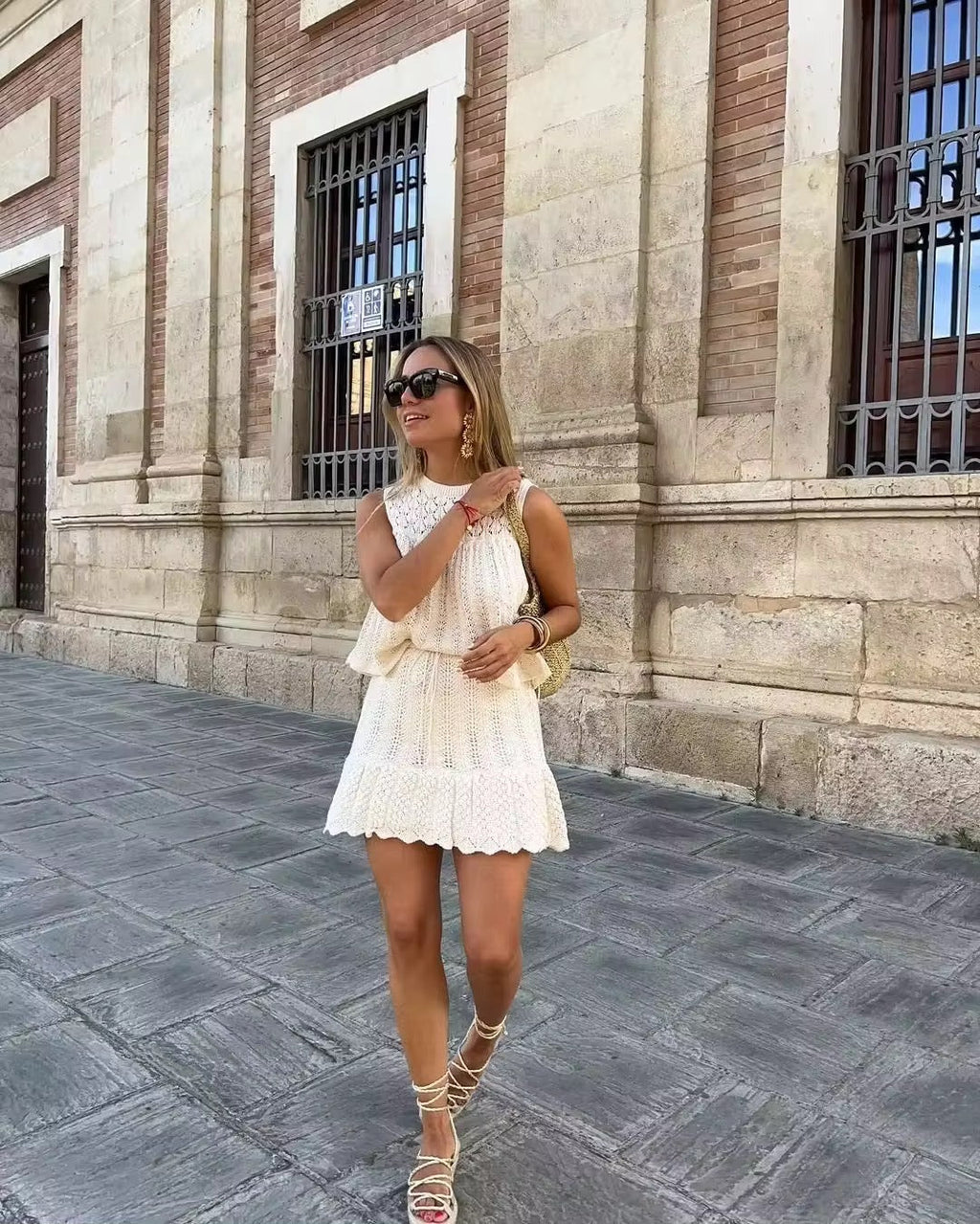 Set Top e Gonna in Maglia Ajour