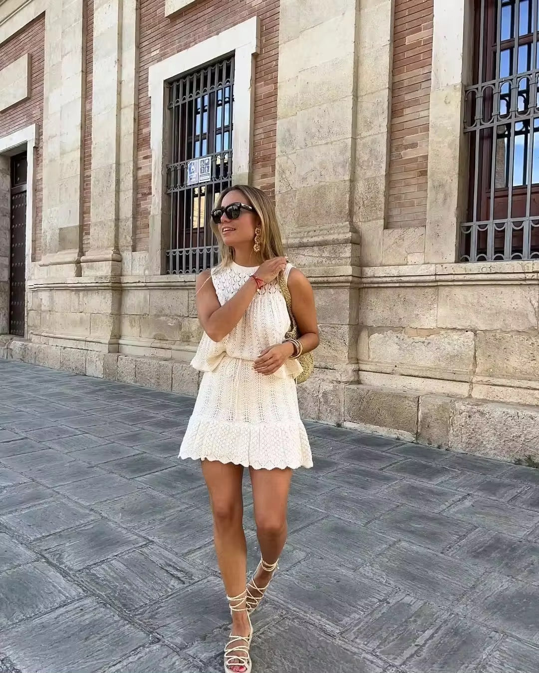 Set Top e Gonna in Maglia Ajour