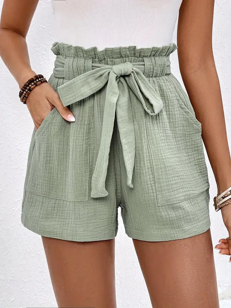Shorts a Vita Alta con Cintura