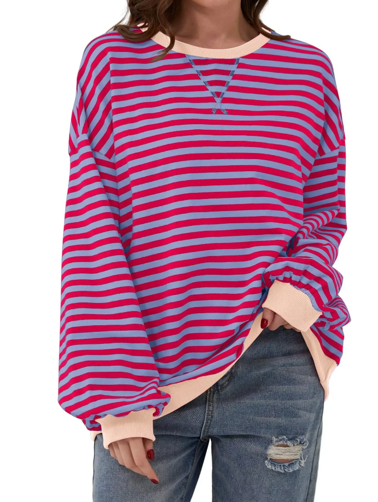 Maglia a Righe Casual Manica Lunga