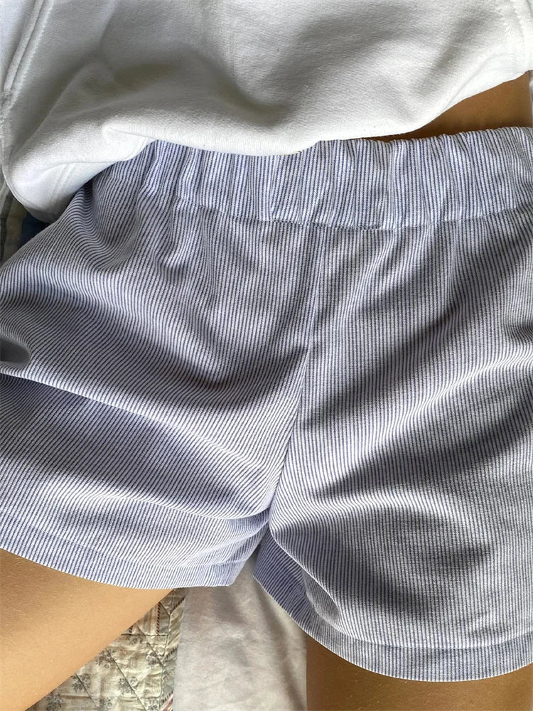 Shorts Donna Cotone Righe Vita Elastica Loungewear Comodi-81738-f9ffa6b3-171b-4bcc-8f99-c997b6f1cff3