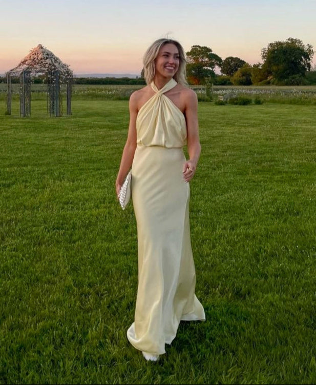 Dorio Moda Abito Maxi da Donna Raso Elegante – Scollo all'Americana, Silhouette Fluida-83281-fb596e80-5831-4a12-b40e-165a968c6c73