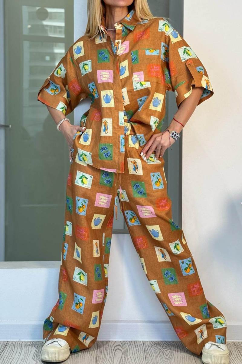 Completo Estivo in Lino con Stampa Artistica