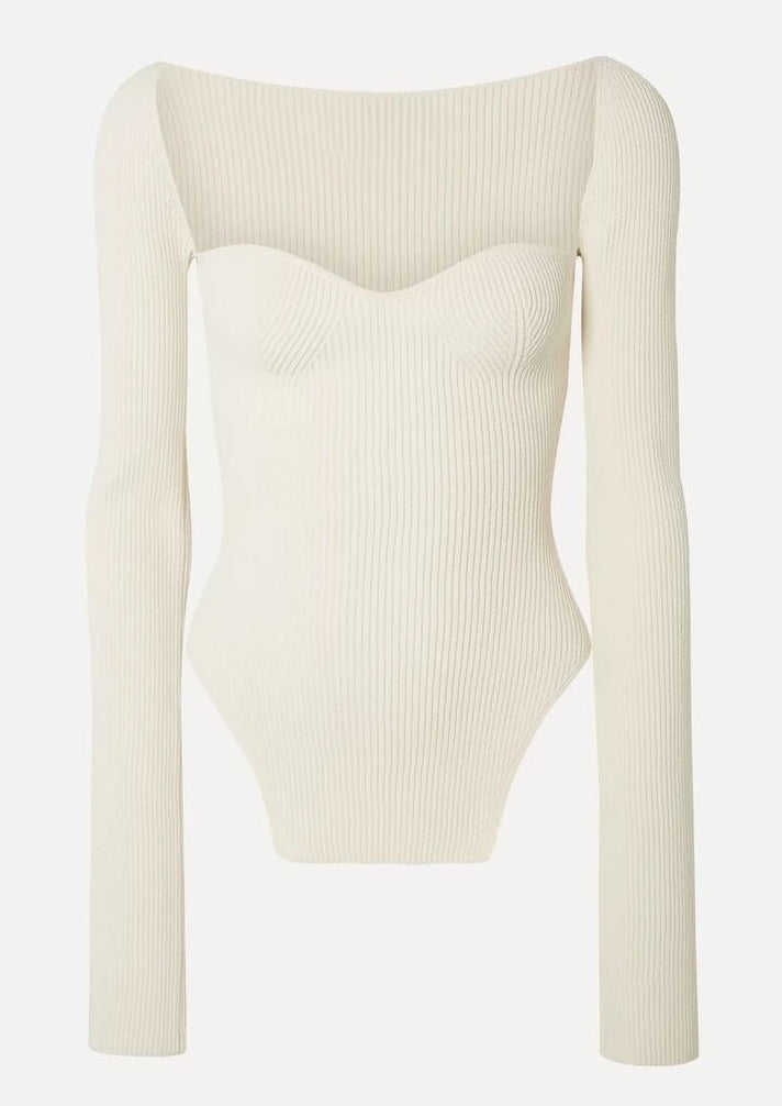 Top a Maniche Lunghe con Scollo Squadrato