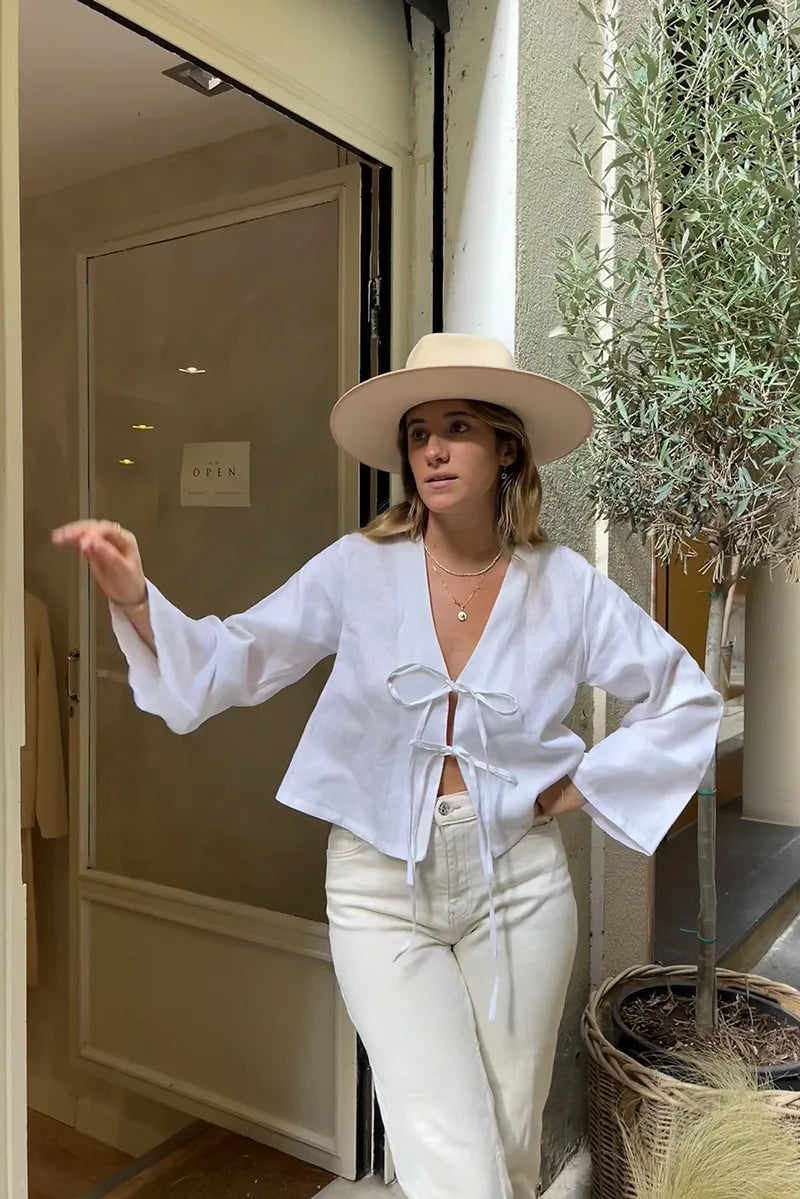 Completo Due Pezzi Donna Lino – Top Manica Lunga Annodato & Shorts Elastico-83296-ffbb7dff-d3a9-459c-acb8-a332e7ef9bc2